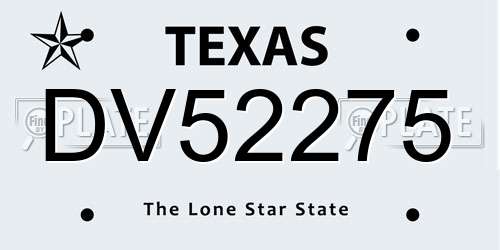 DV52275 Texas License Plate