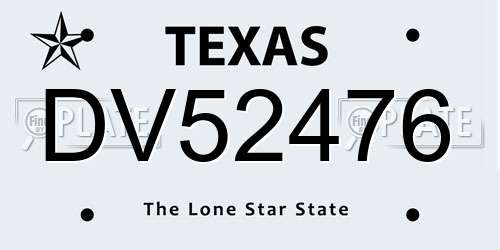 DV52476 Texas License Plate