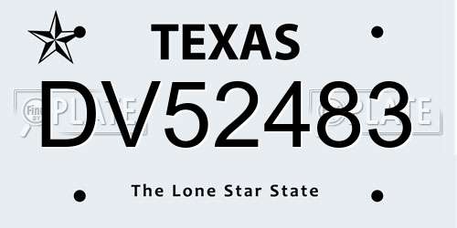 DV52483 Texas License Plate