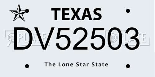 DV52503 Texas License Plate
