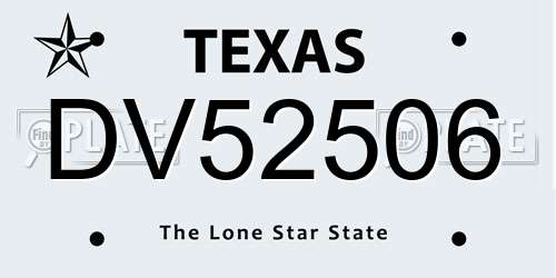 DV52506 Texas License Plate