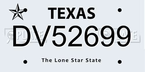 DV52699 Texas License Plate