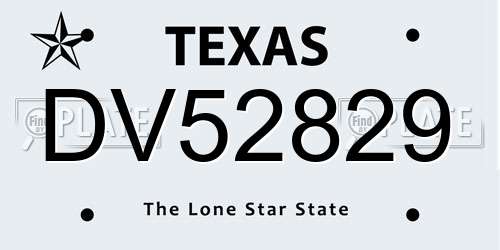 DV52829 Texas License Plate