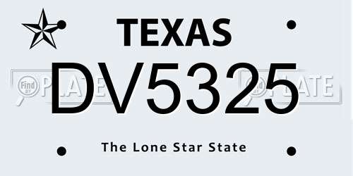 DV5325 Texas License Plate