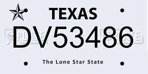 DV53486 Texas License Plate