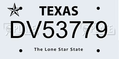 DV53779 Texas License Plate