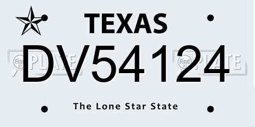 DV54124 Texas License Plate
