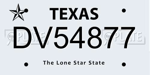 DV54877 Texas License Plate