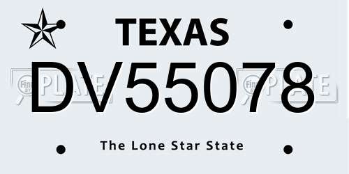 DV55078 Texas License Plate