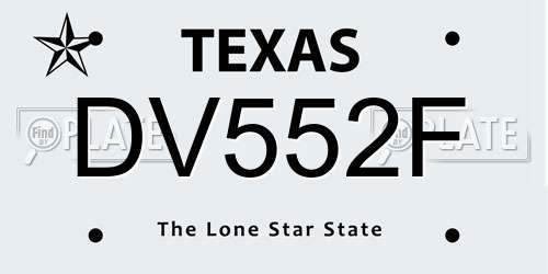 DV552F Texas License Plate