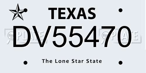 DV55470 Texas License Plate