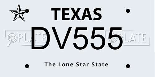 DV555 Texas License Plate