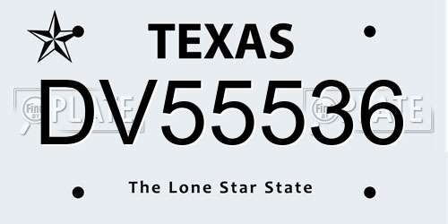 DV55536 Texas License Plate