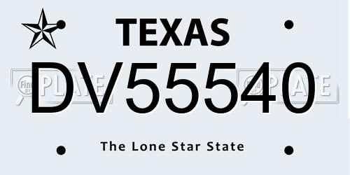 DV55540 Texas License Plate