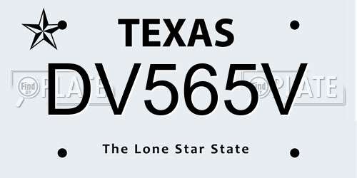 DV565V Texas License Plate