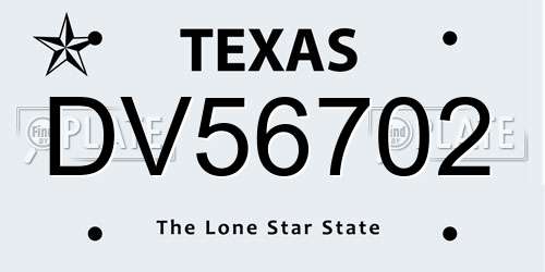 DV56702 Texas License Plate
