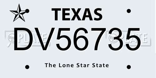 DV56735 Texas License Plate