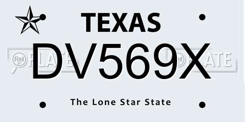 DV569X Texas License Plate