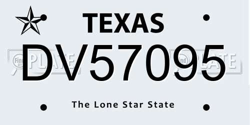 DV57095 Texas License Plate