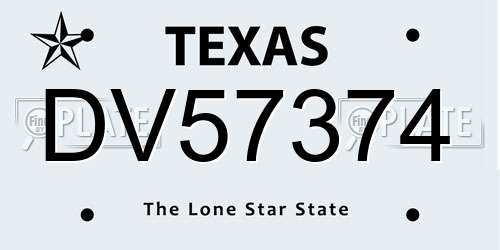 DV57374 Texas License Plate