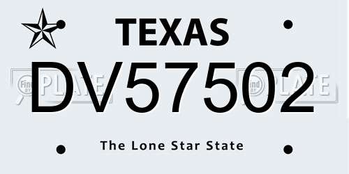DV57502 Texas License Plate