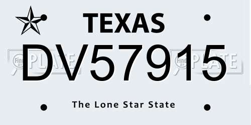 DV57915 Texas License Plate