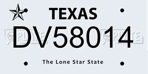 DV58014 Texas License Plate