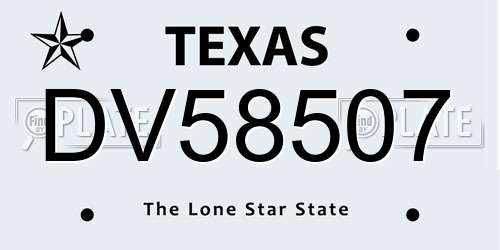 DV58507 Texas License Plate