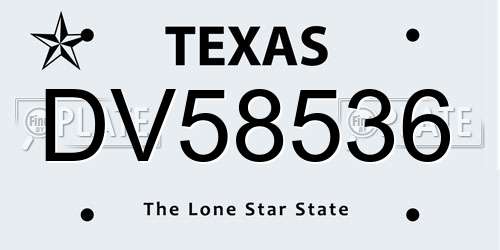 DV58536 Texas License Plate
