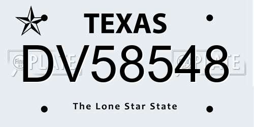 DV58548 Texas License Plate