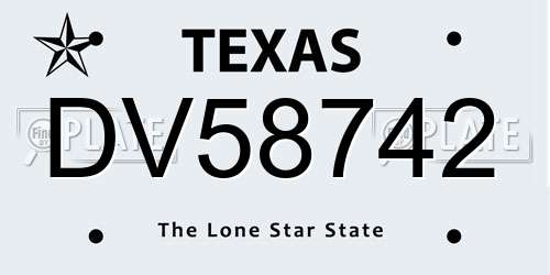 DV58742 Texas License Plate