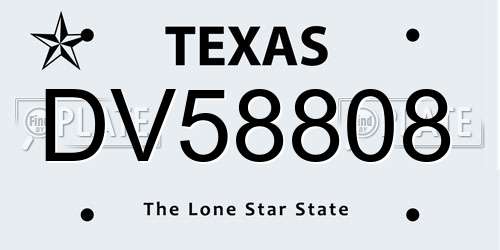 DV58808 Texas License Plate