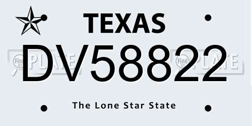 DV58822 Texas License Plate