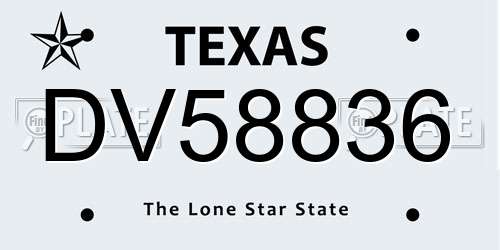 DV58836 Texas License Plate