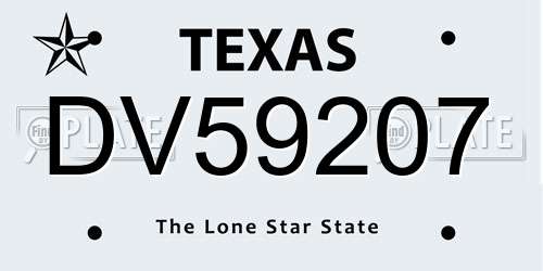 DV59207 Texas License Plate