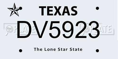DV5923 Texas License Plate
