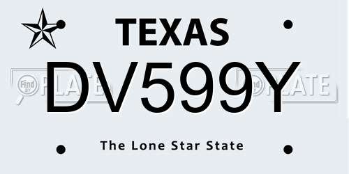 DV599Y Texas License Plate