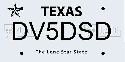 DV5DSD Texas License Plate