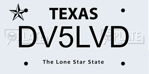 DV5LVD Texas License Plate