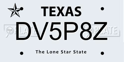 DV5P8Z Texas License Plate