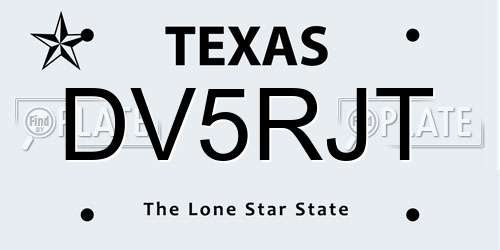 DV5RJT Texas License Plate