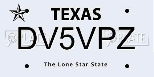 DV5VPZ Texas License Plate