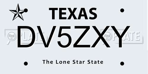 DV5ZXY Texas License Plate