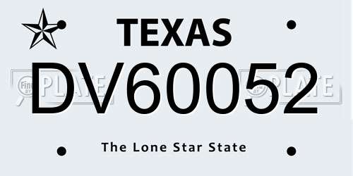 DV60052 Texas License Plate