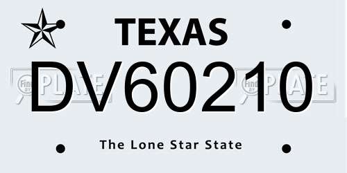 DV60210 Texas License Plate