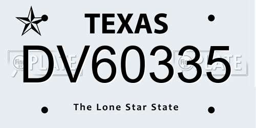 DV60335 Texas License Plate