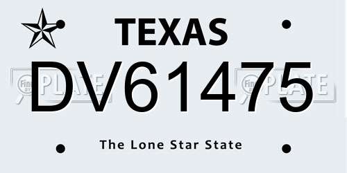 DV61475 Texas License Plate