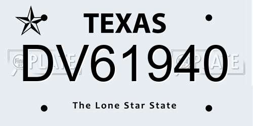 DV61940 Texas License Plate
