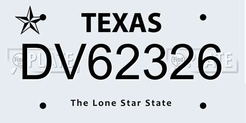 DV62326 Texas License Plate