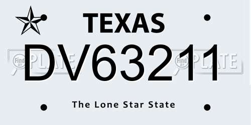 DV63211 Texas License Plate